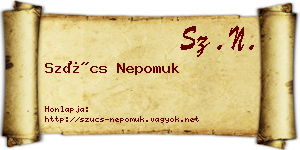 Szűcs Nepomuk névjegykártya